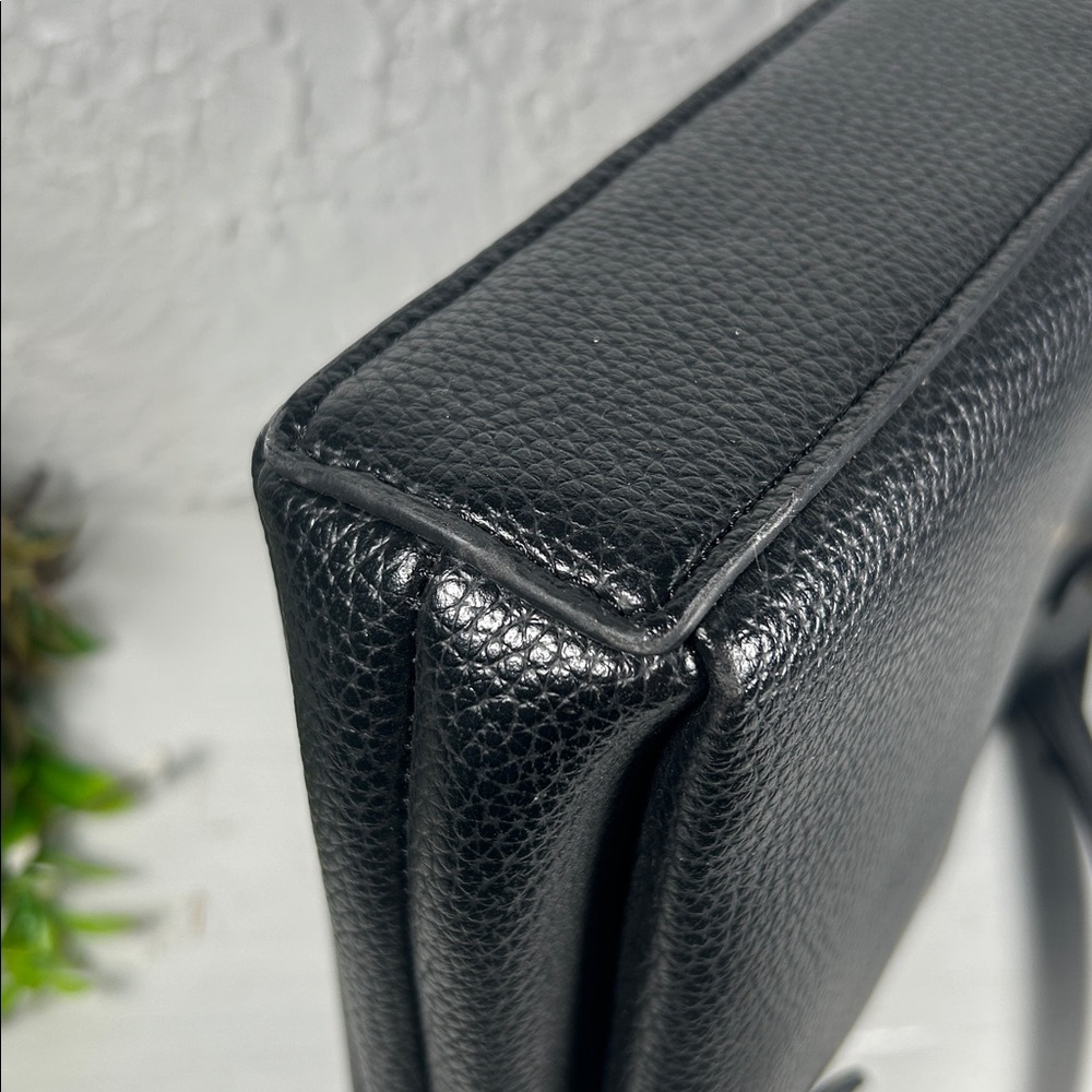 Nanette Lepore Crossbody 3 Compartment Purse Vegan Pebbled Black Leather Bag - Picture 9 of 16